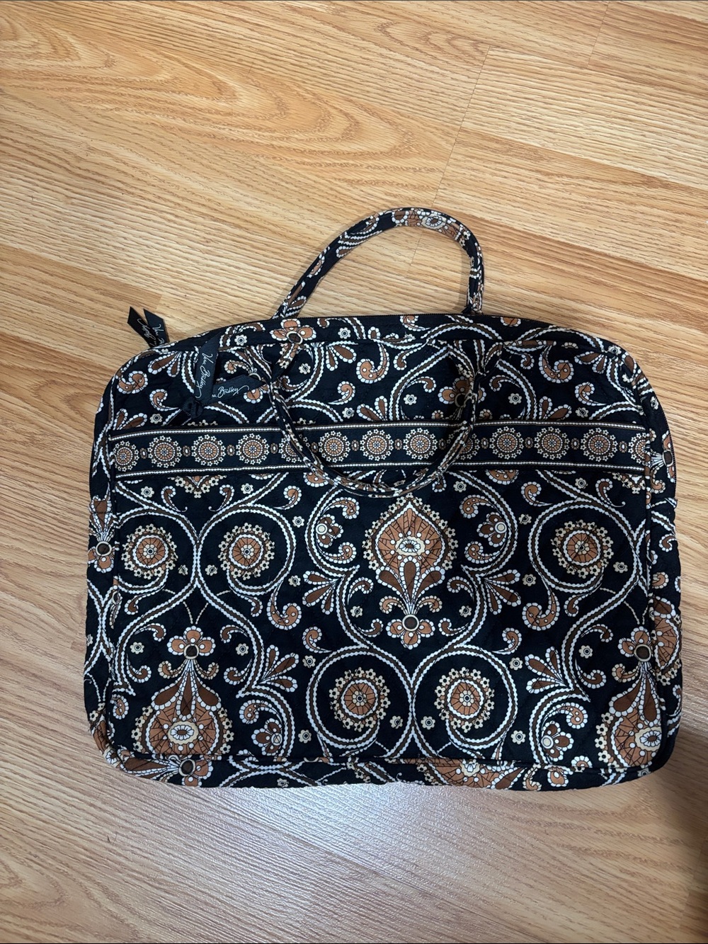 Vera Bradley Black, Brown & Cream Quilted Laptop Tote
